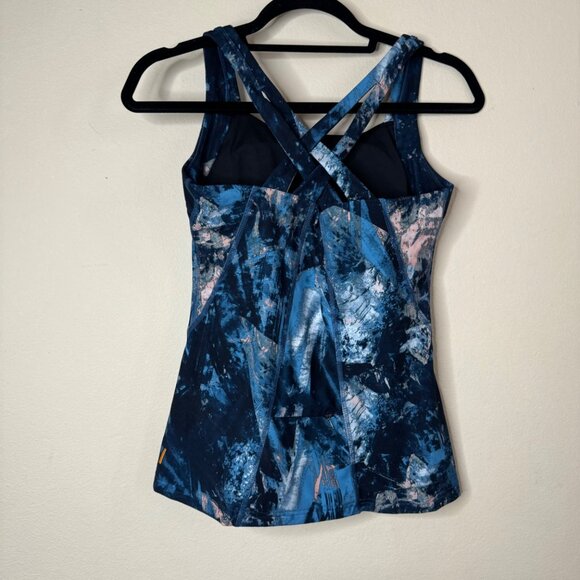 Lucy Cross Back Galaxy Built In Padded Bra Workout Tank Top Blue Size S - Picture 3 of 9
